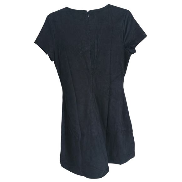 Express Black Lace-Up Suede Mini Dress 6 Dark Academia Edgy Fall School Girl - Picture 4 of 9